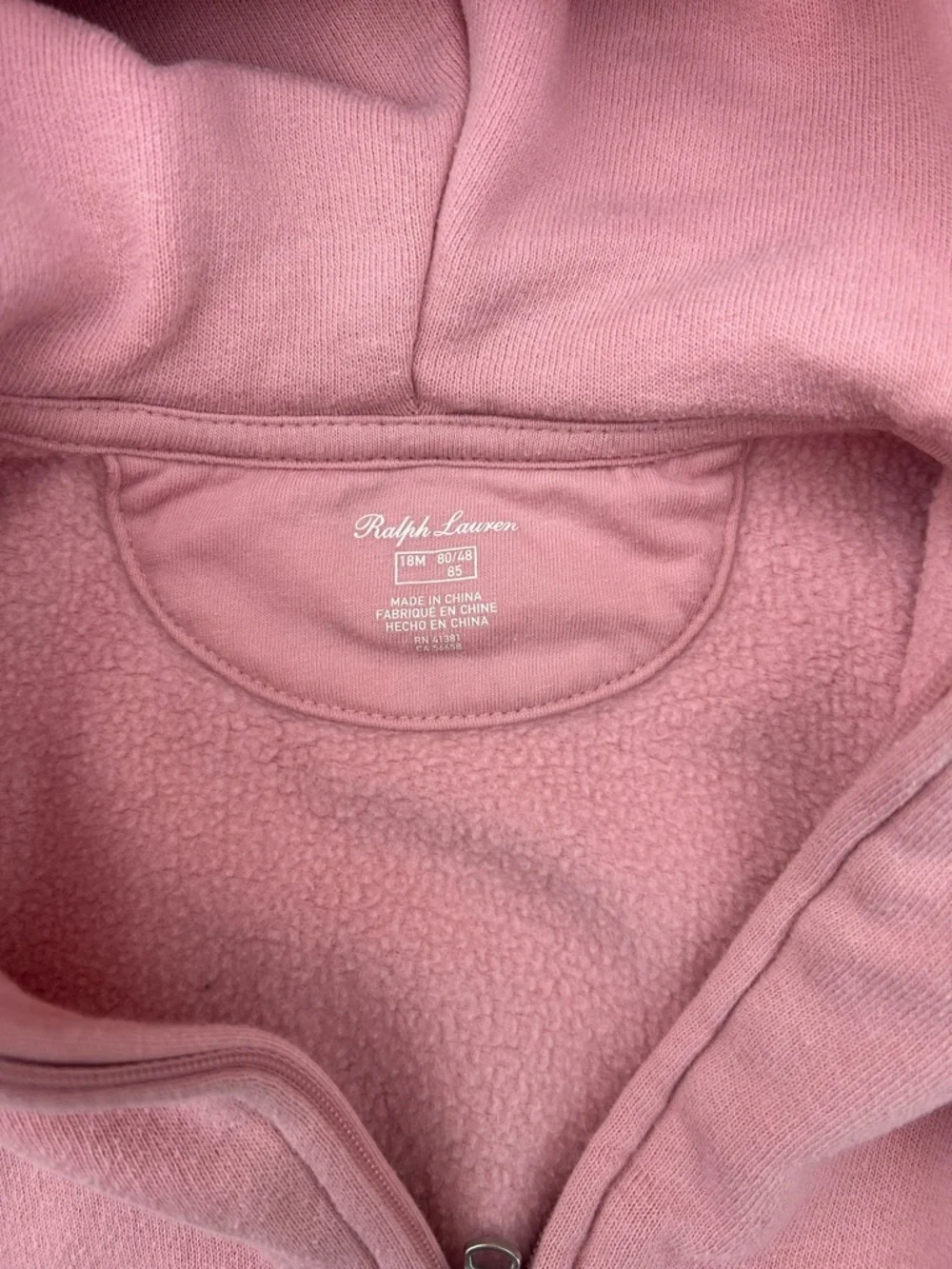 Ralph Lauren Dusty Pink Hooded Zip-Up Sweatshirt - Kids